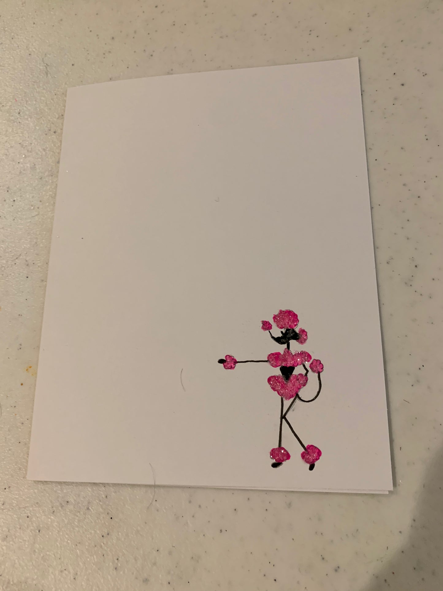 Hand Painted Greeting Card - "PINKY the POODLE"