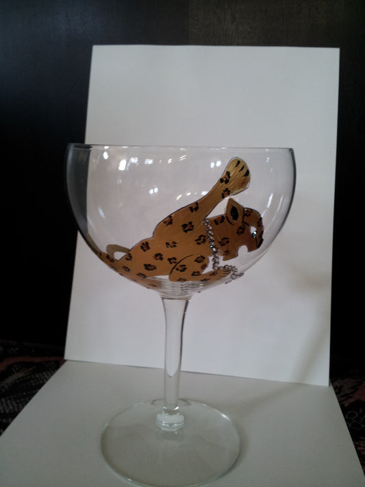 Hand Painted Goblets with Leopard