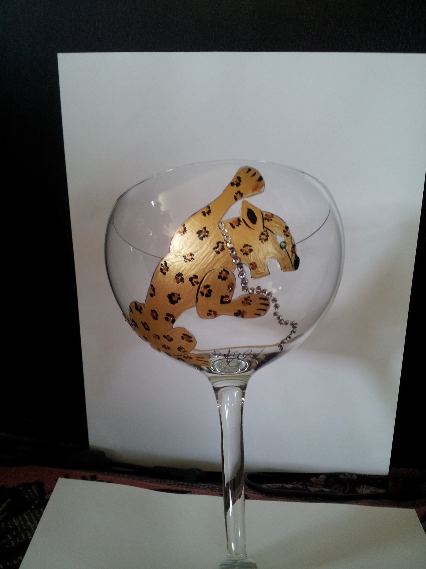 Hand Painted Goblets with Leopard