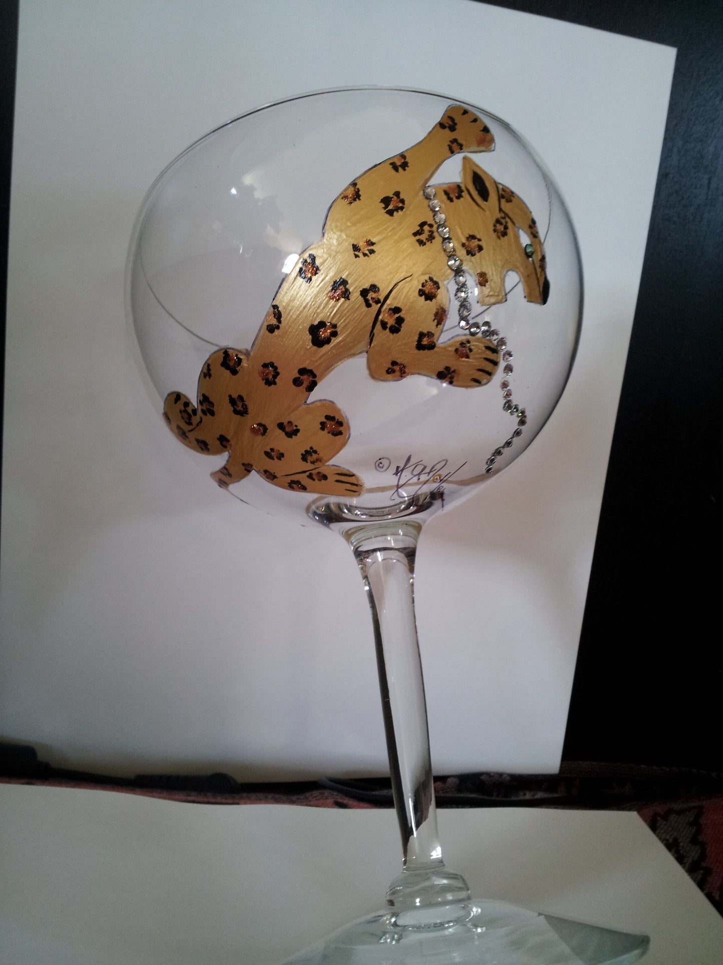 Hand Painted Goblets with Leopard