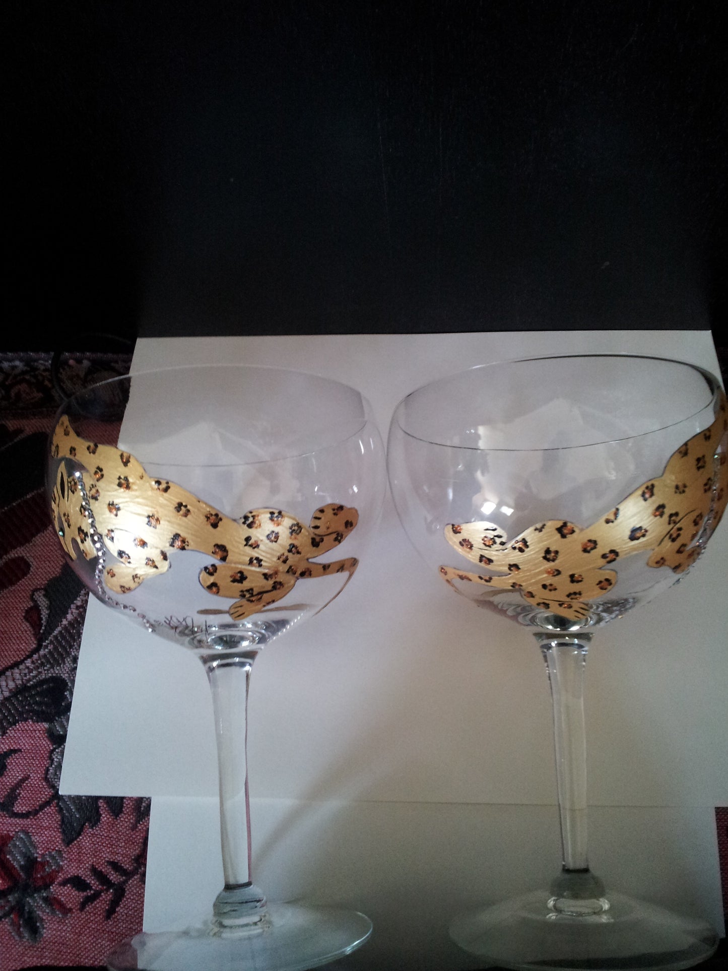 Hand Painted Goblets with Leopard