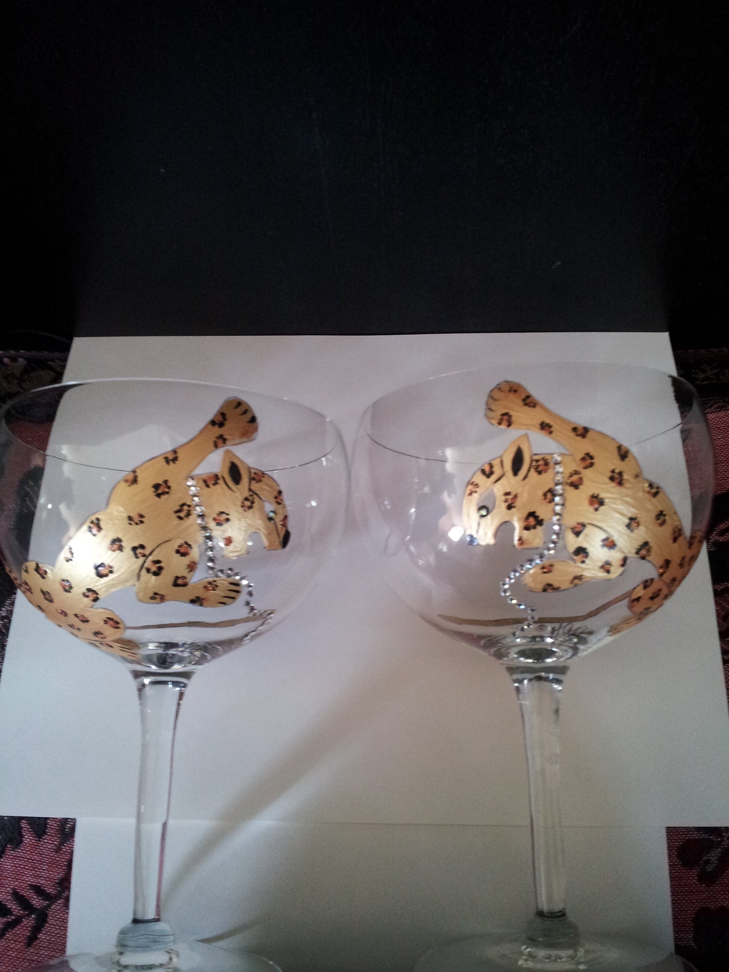 Hand Painted Goblets with Leopard