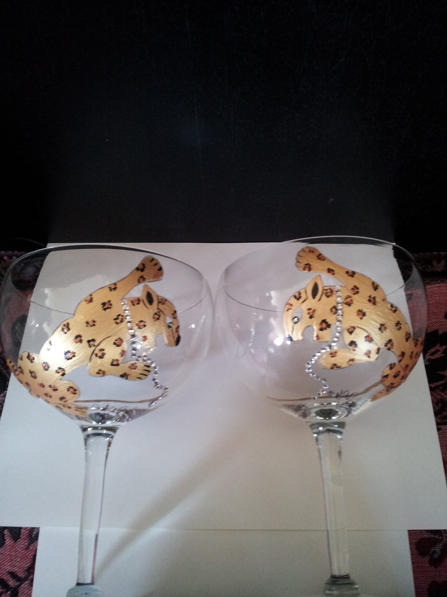 Hand Painted Goblets with Leopard