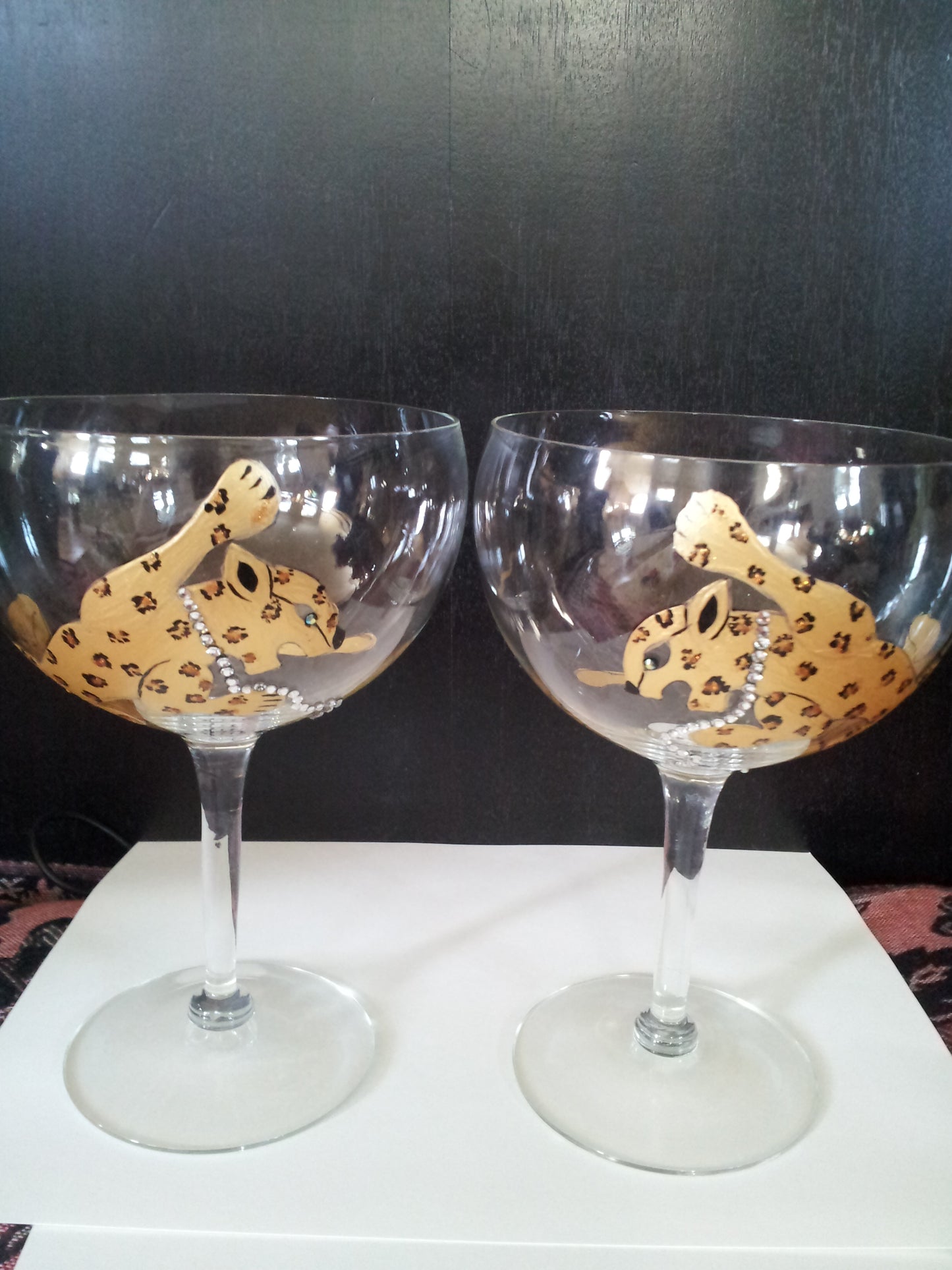 Hand Painted Goblets with Leopard