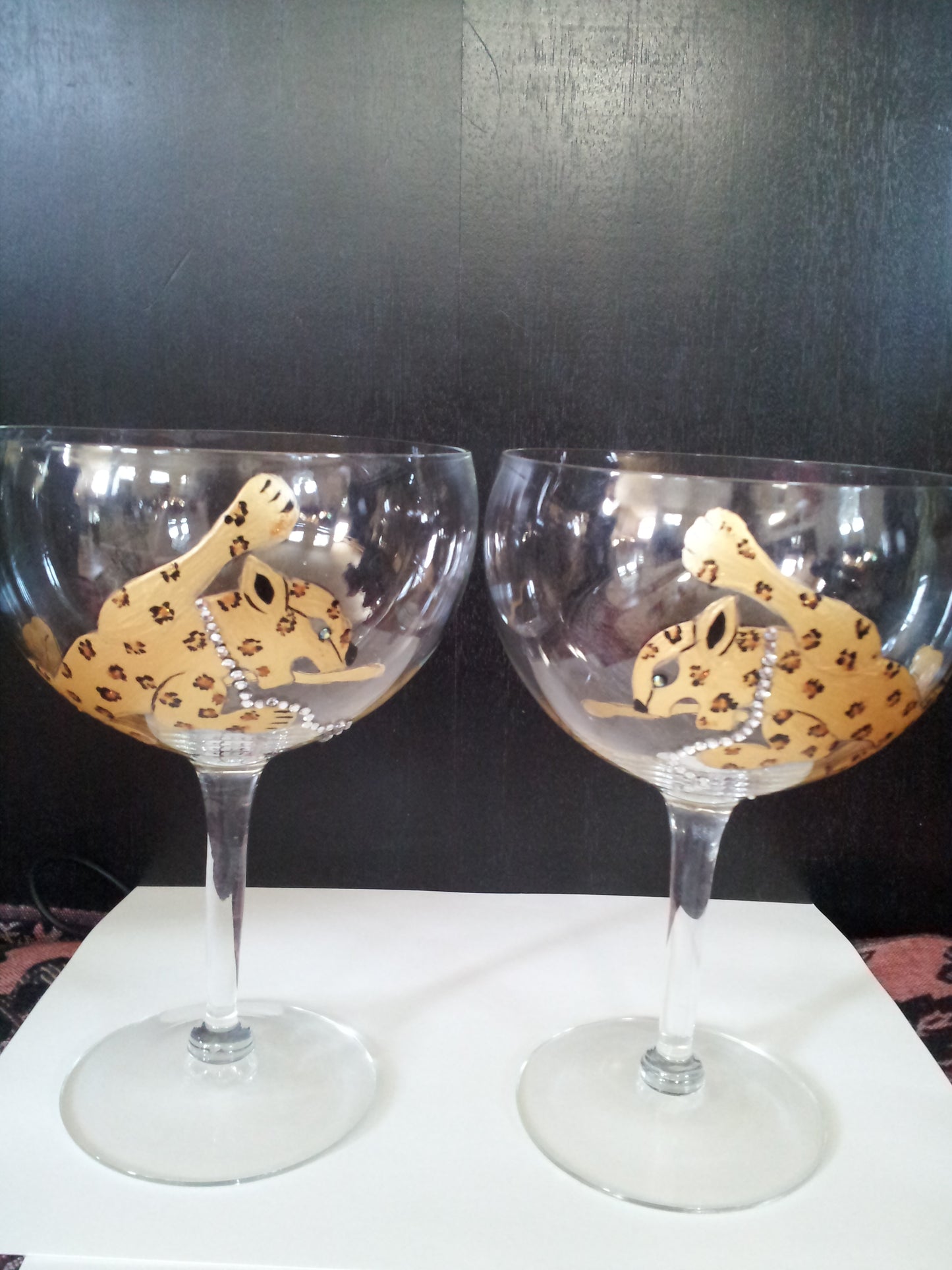 Hand Painted Goblets with Leopard