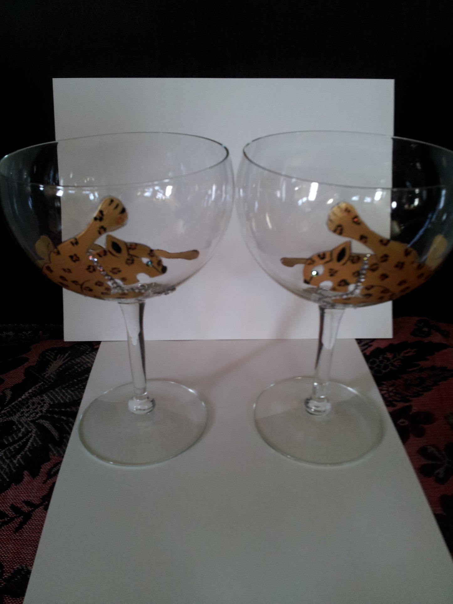 Hand Painted Goblets with Leopard