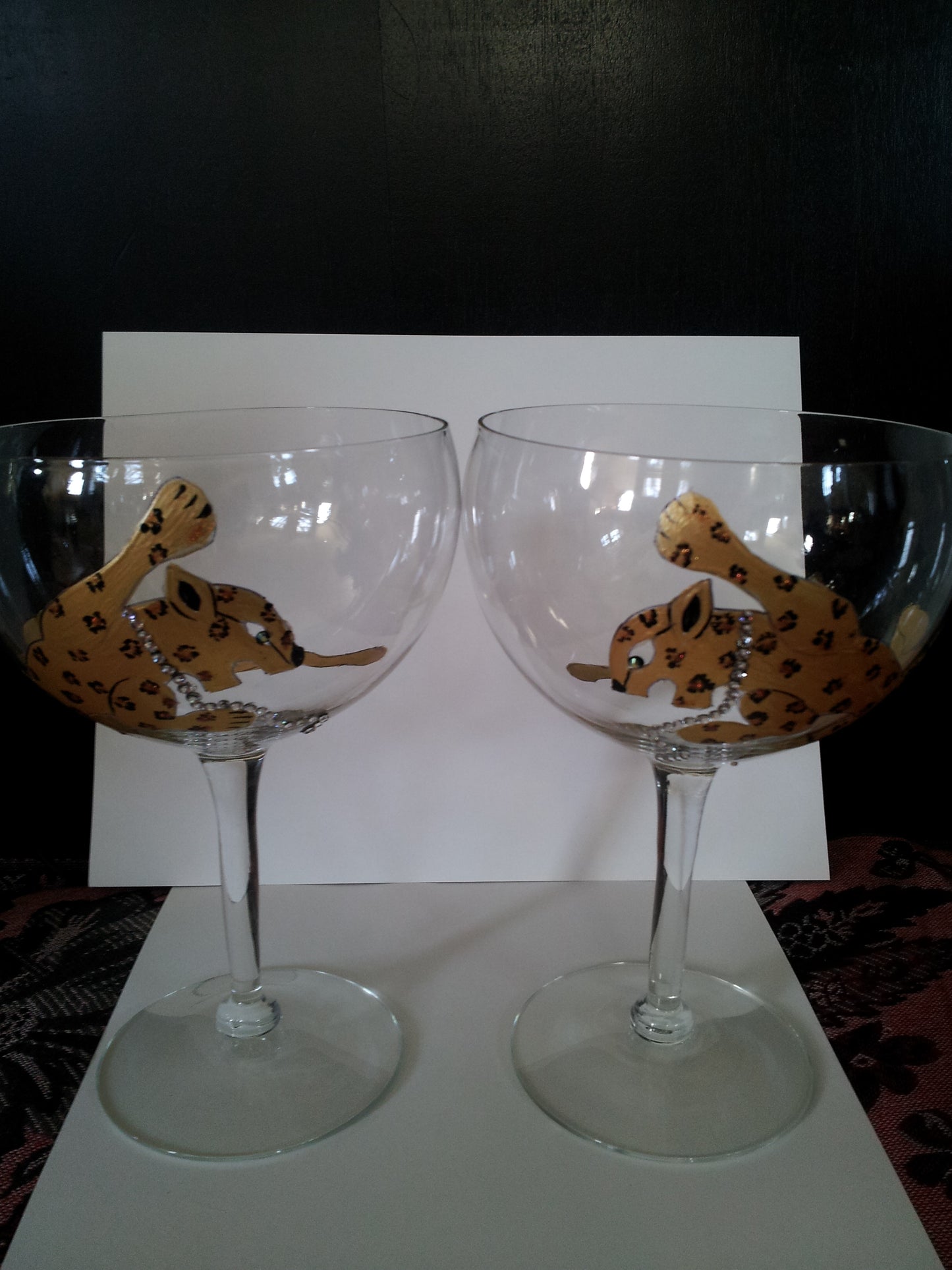 Hand Painted Goblets with Leopard