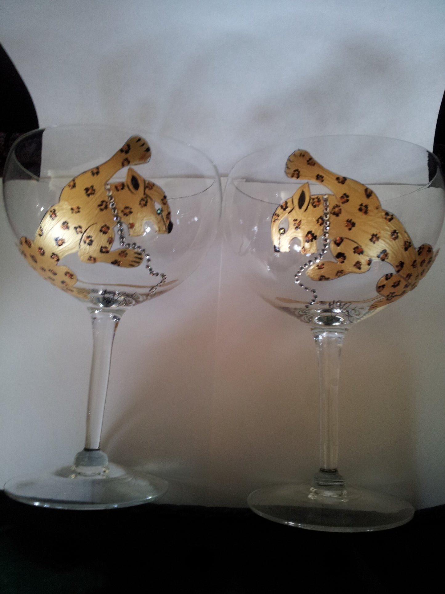 Hand Painted Goblets with Leopard