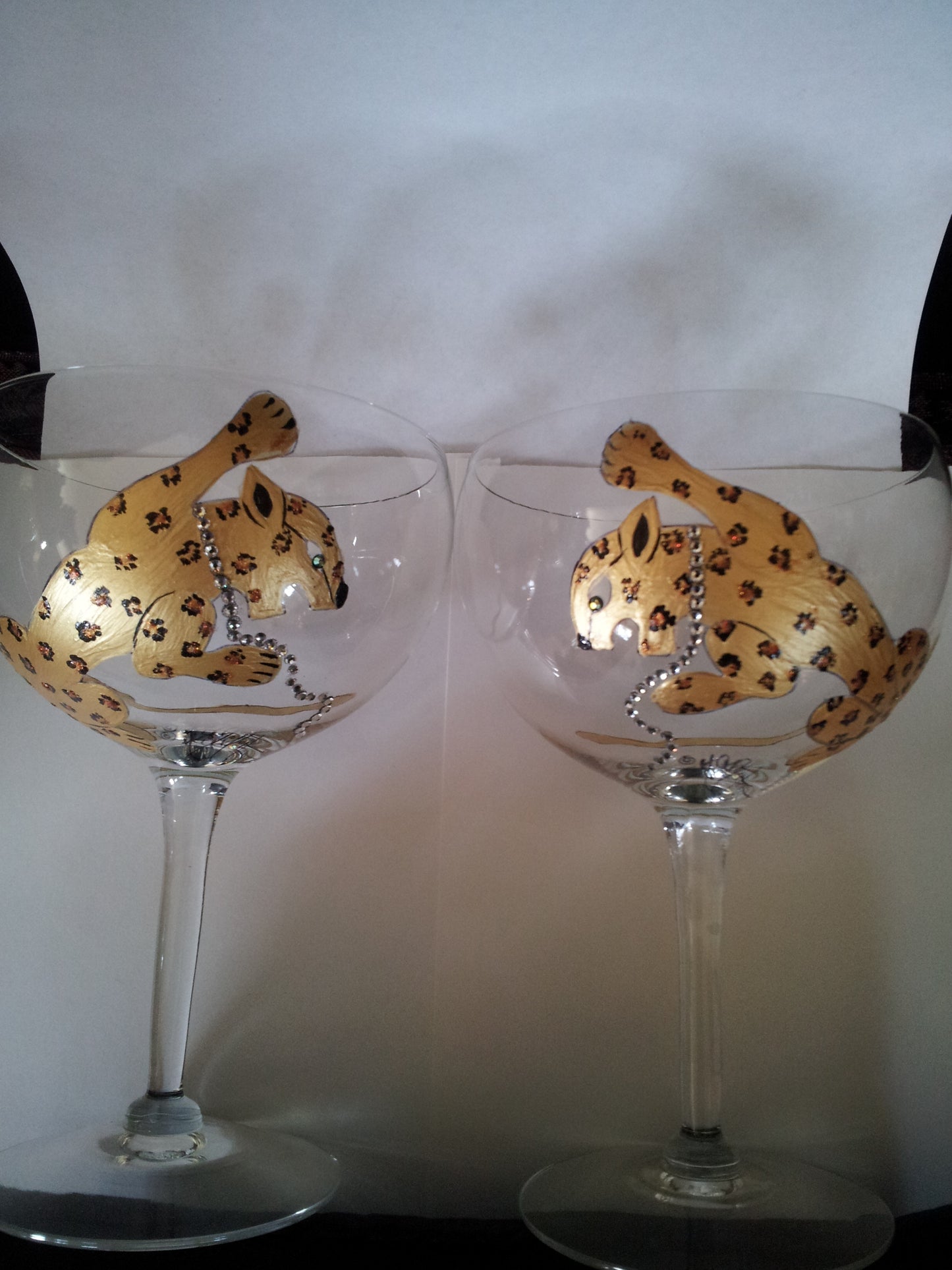 Hand Painted Goblets with Leopard