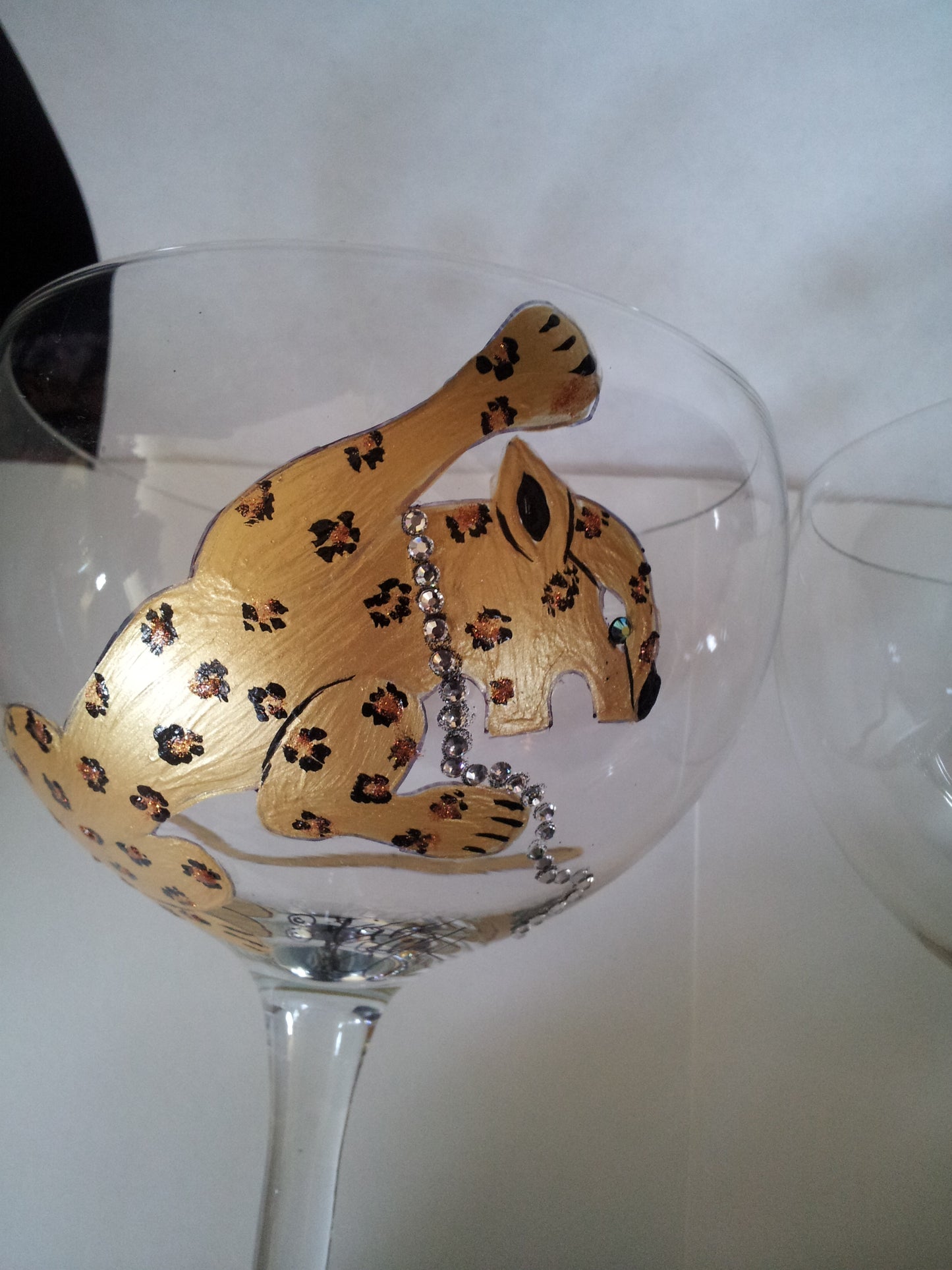 Hand Painted Goblets with Leopard