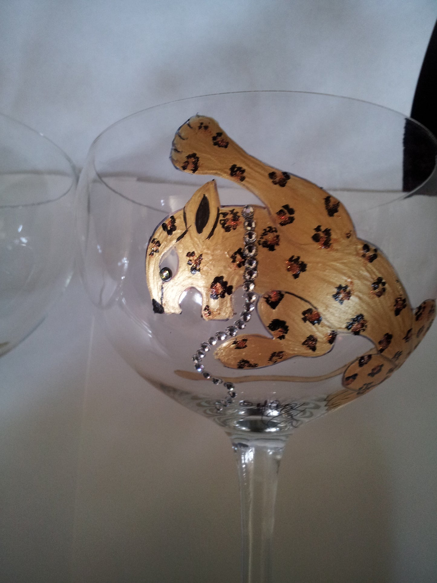 Hand Painted Goblets with Leopard