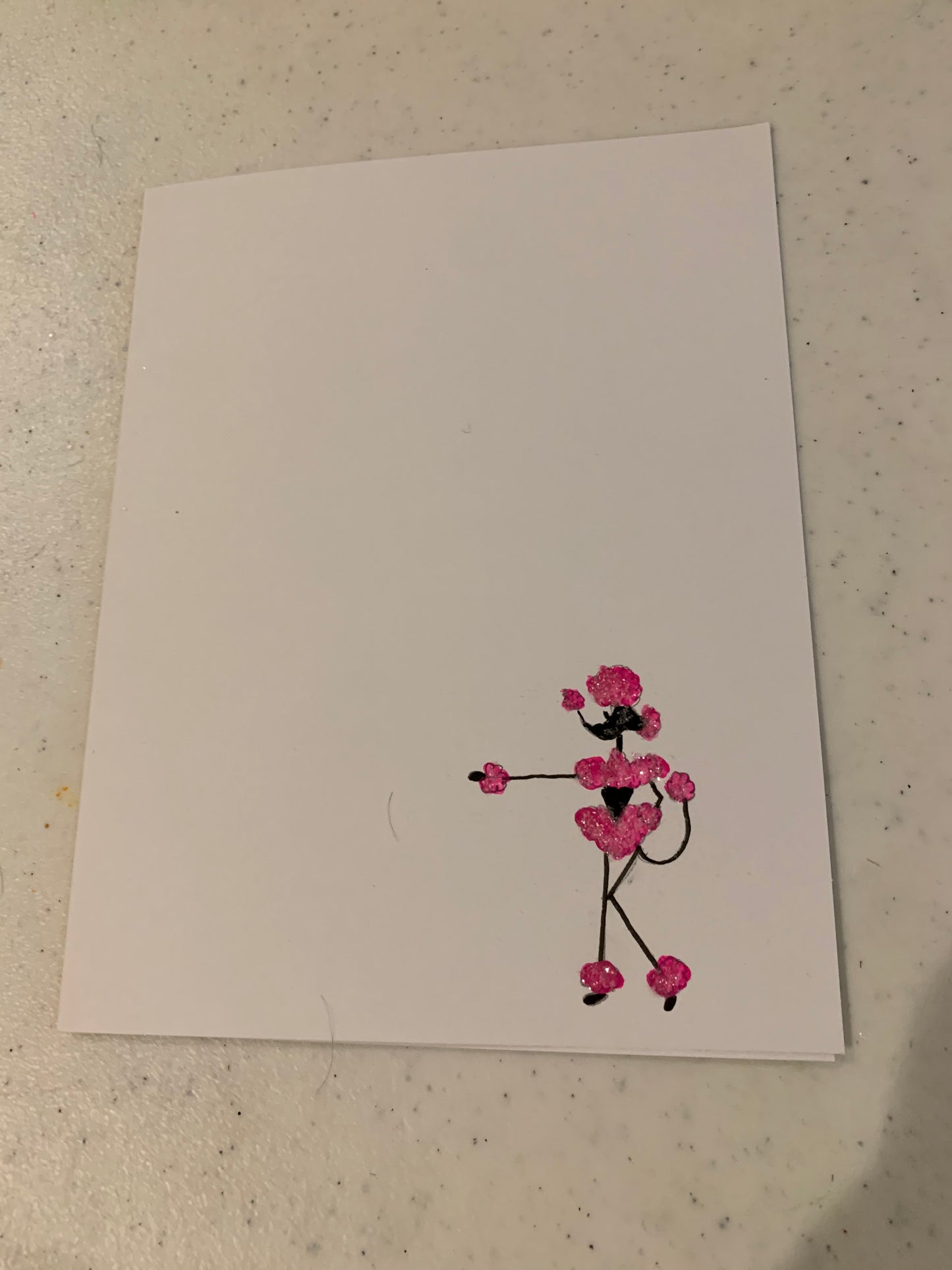 Hand Painted Greeting Card - "PINKY  the  POODLE"