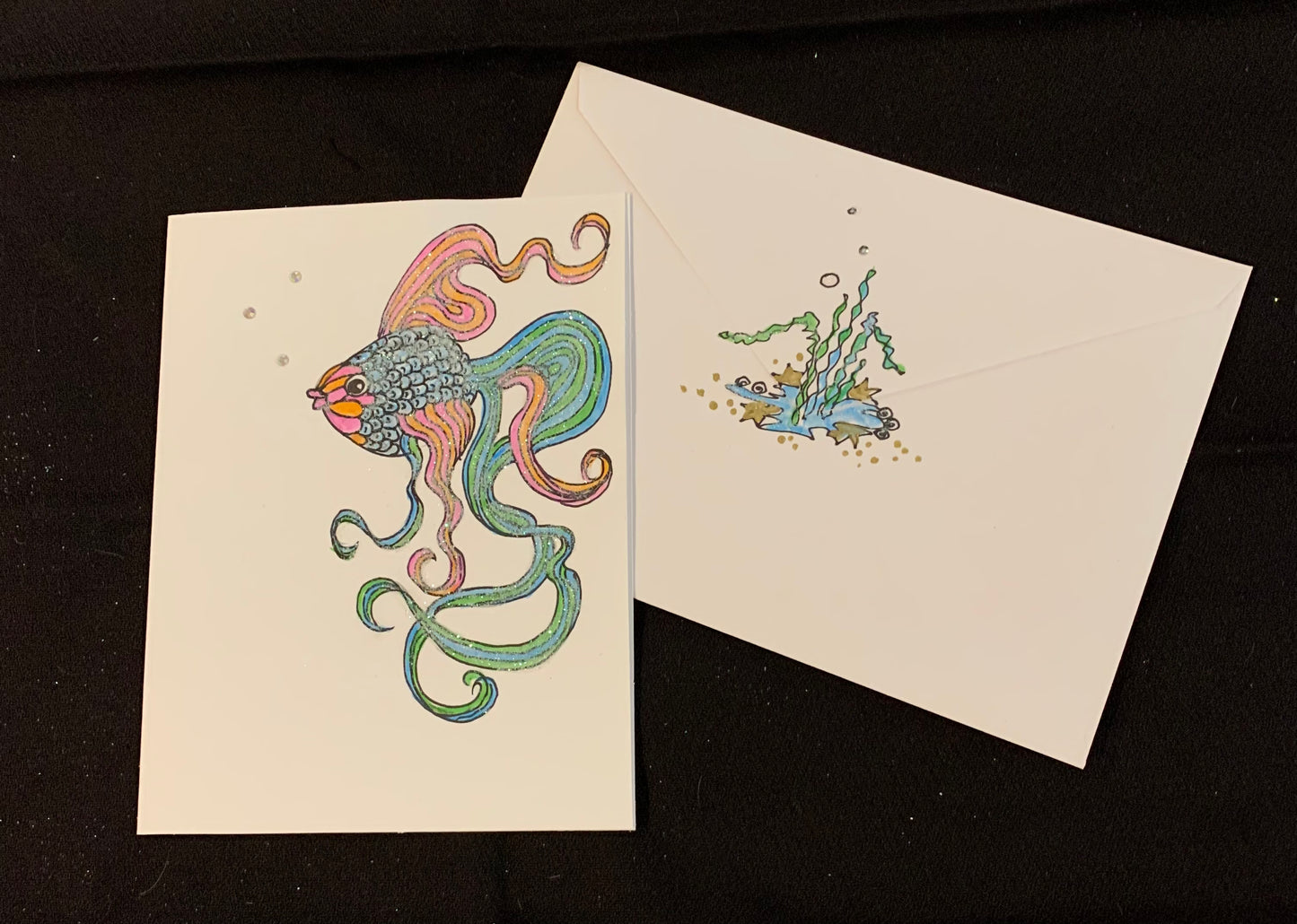 Hand Painted Greeting Card - "Fancy Fish"