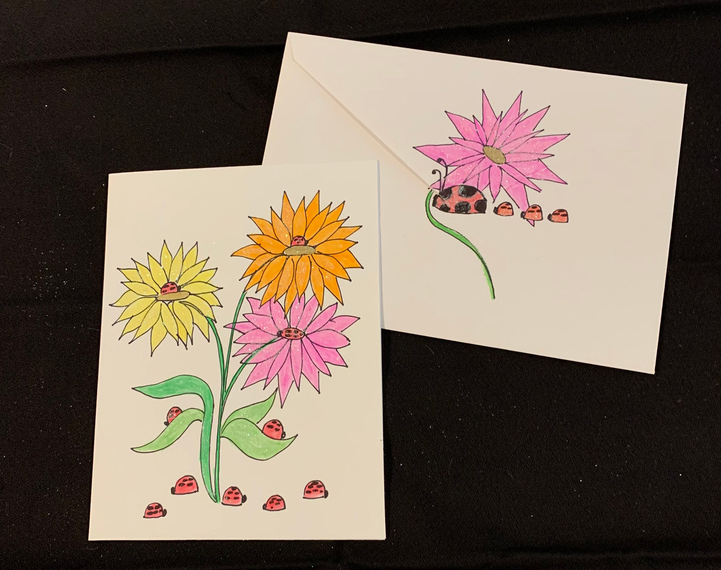 Hand Painted Greeting Card - "Lady Bugs"