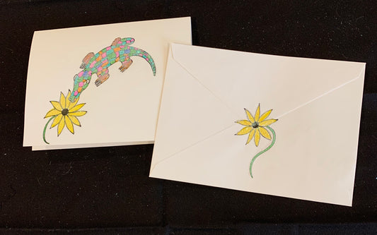 Hand Painted Greeting Card - "Aly the Alligator"