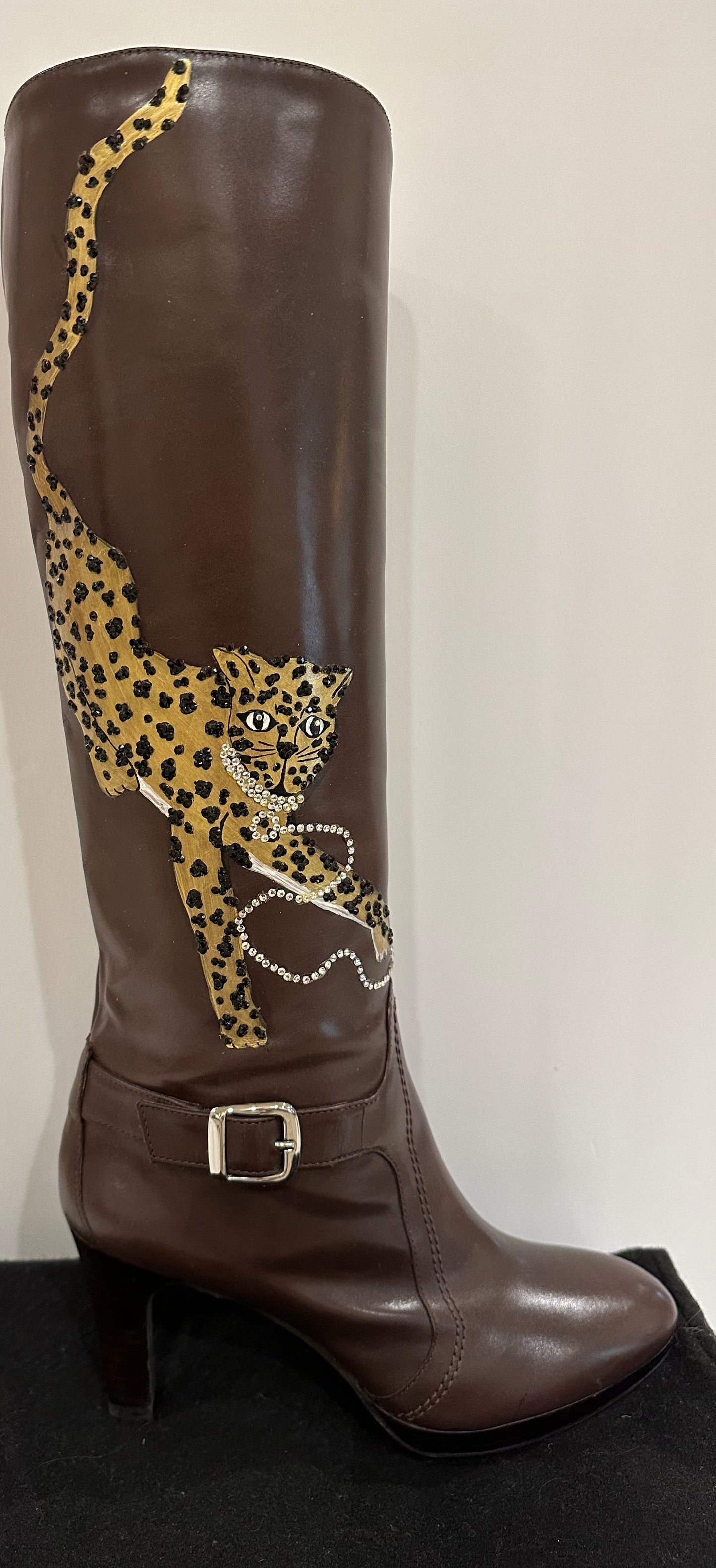 Leather Boot Designs with Swarovski Crystals