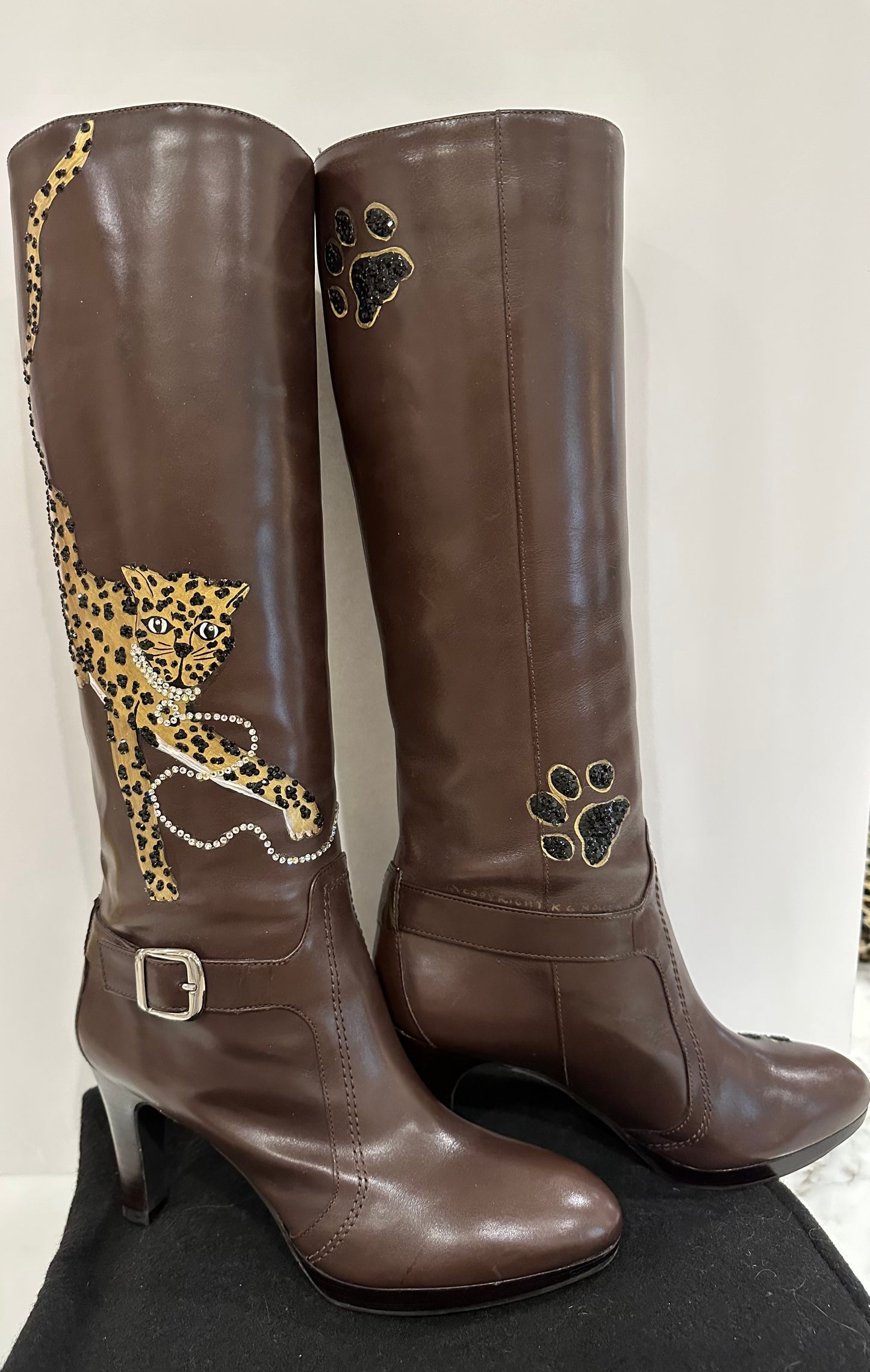 Leather Boot Designs with Swarovski Crystals