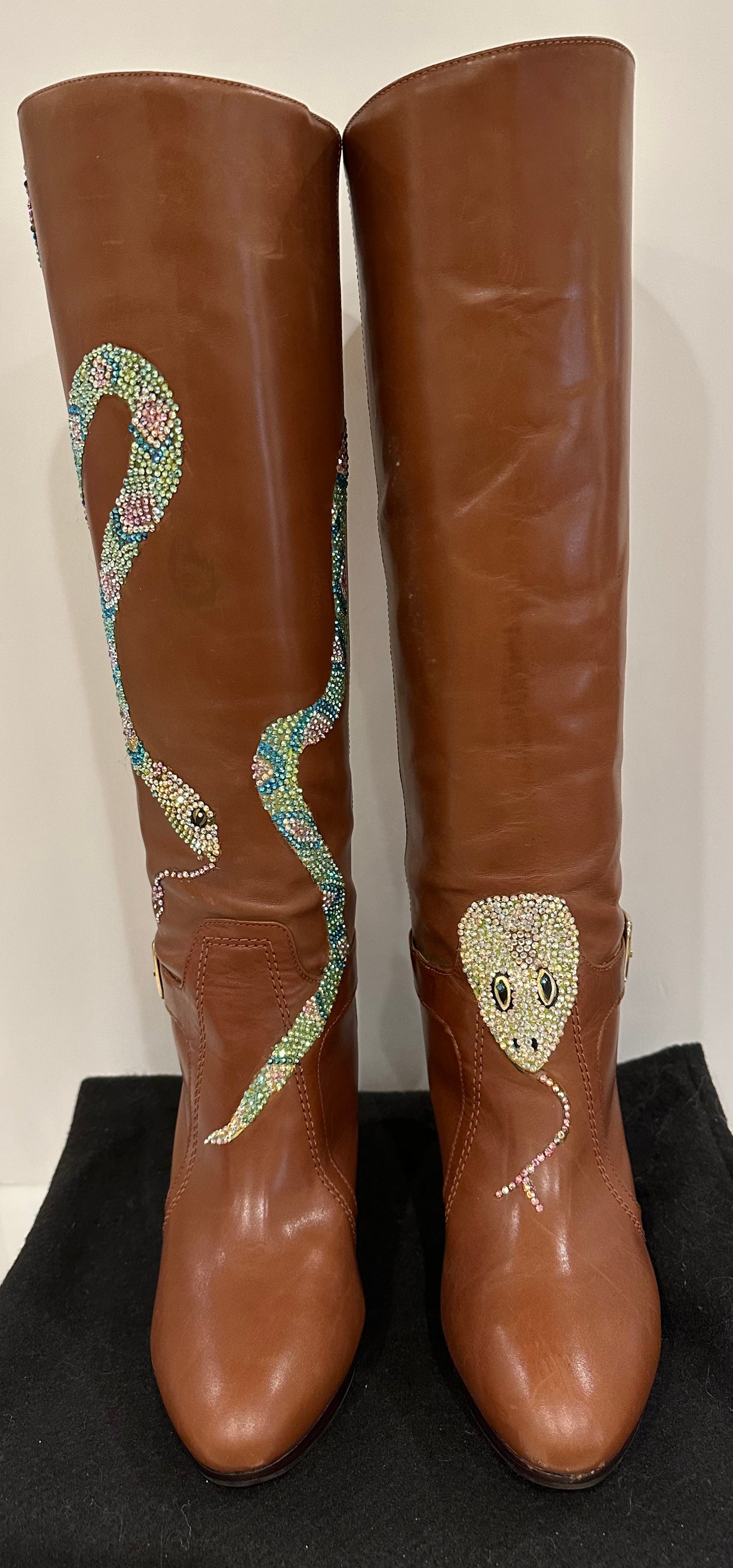 Leather Boot Designs with Swarovski Crystals