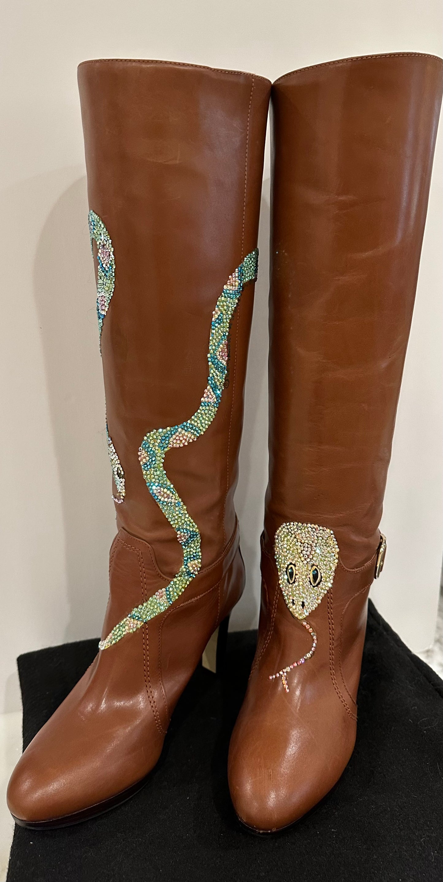 Leather Boot Designs with Swarovski Crystals