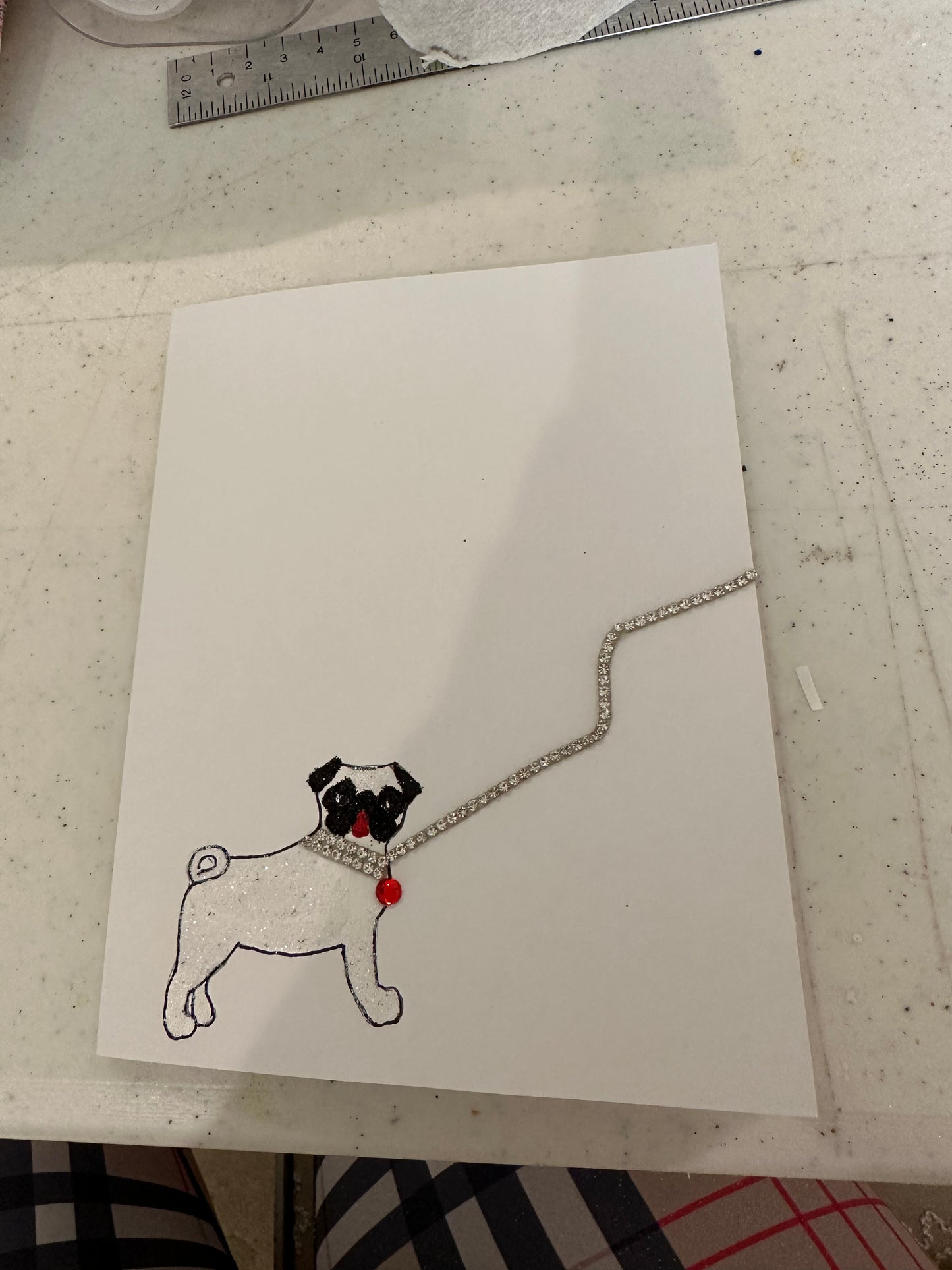 Hand Painted Greeting Card - "PLAYFUL PUGS"