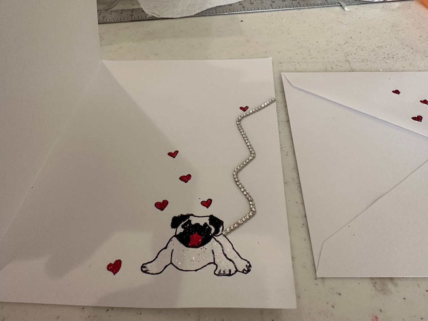 Hand Painted Greeting Card - "PLAYFUL PUGS"