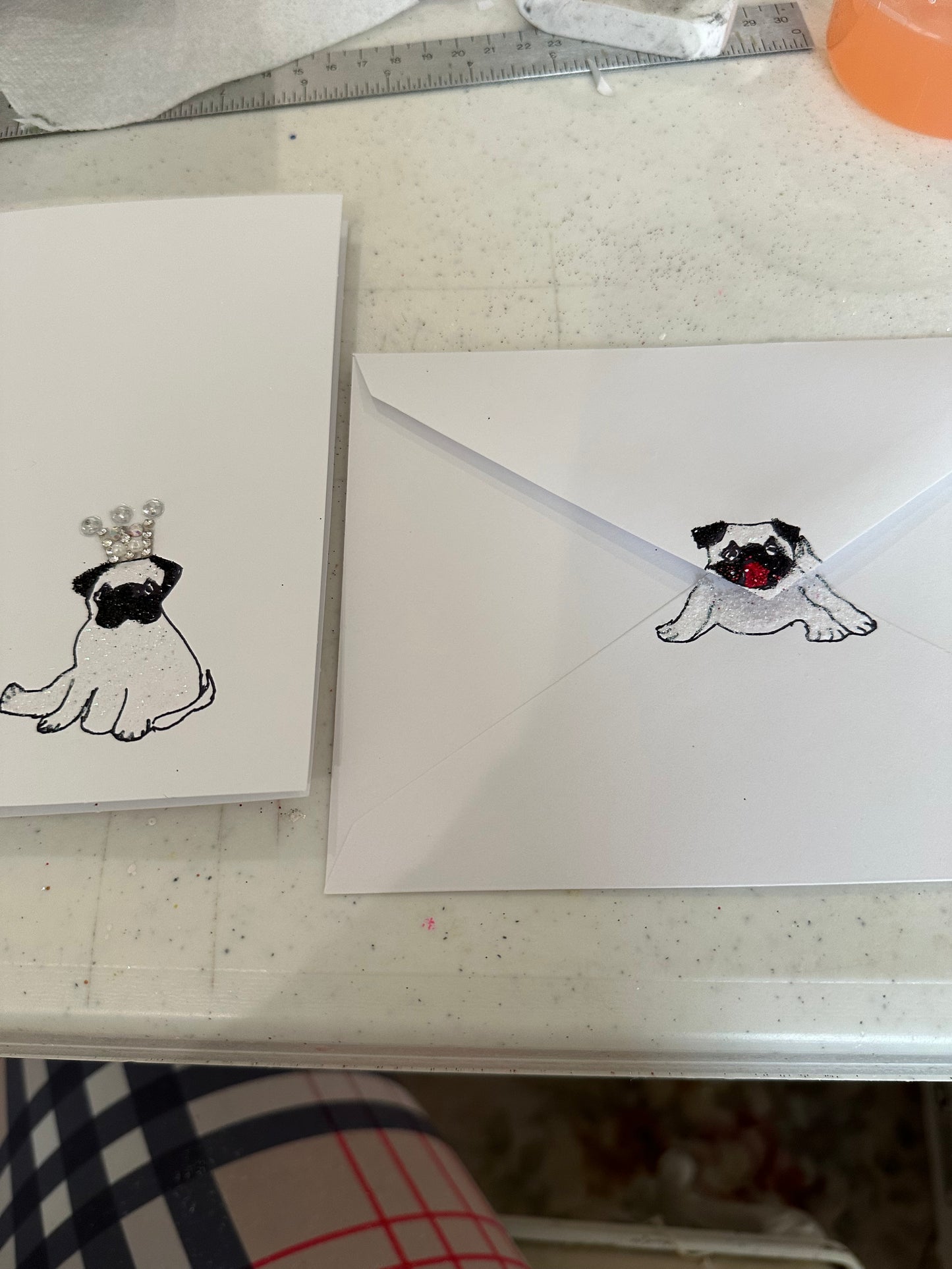 Hand Painted Greeting Card - "PLAYFUL PUGS"