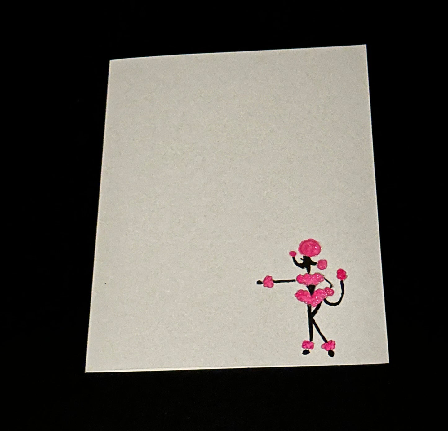 Hand Painted Greeting Card - "PINKY  the  POODLE"