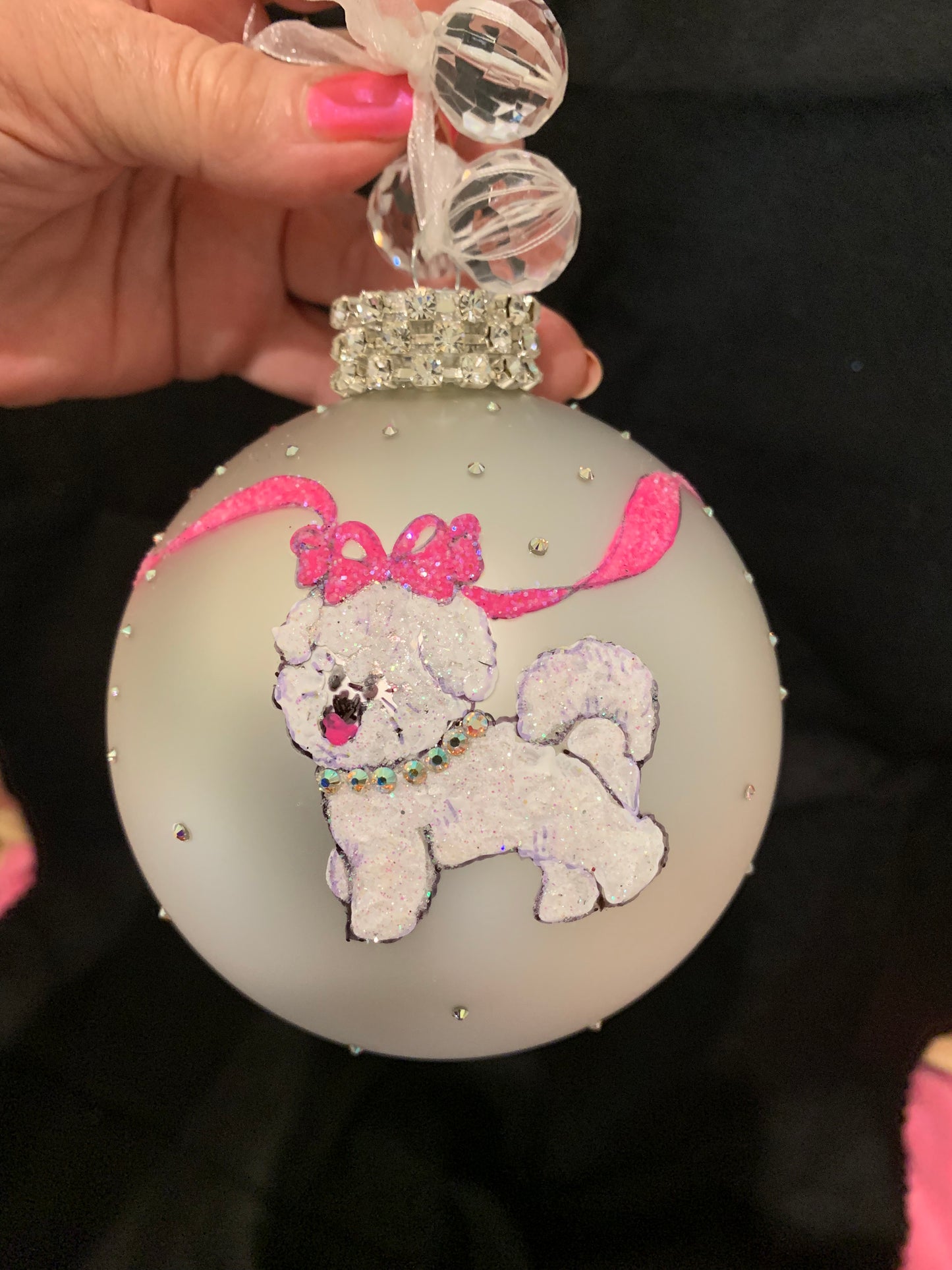 Hand Painted Glass Christmas 3" Balls Debbie's "GIGI" Ball - SOLD