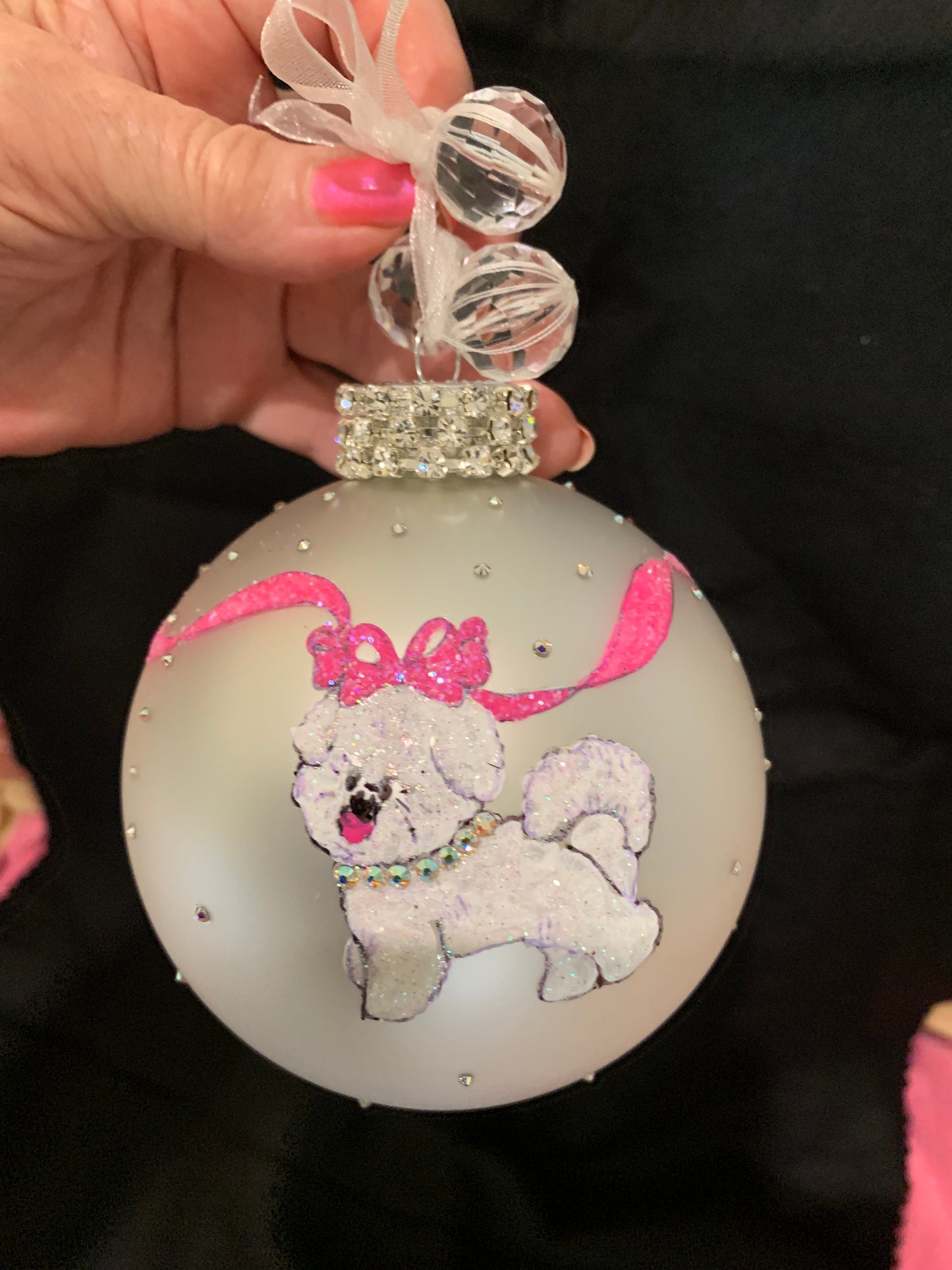 Hand Painted Glass Christmas 3" Balls Debbie's "GIGI" Ball - SOLD