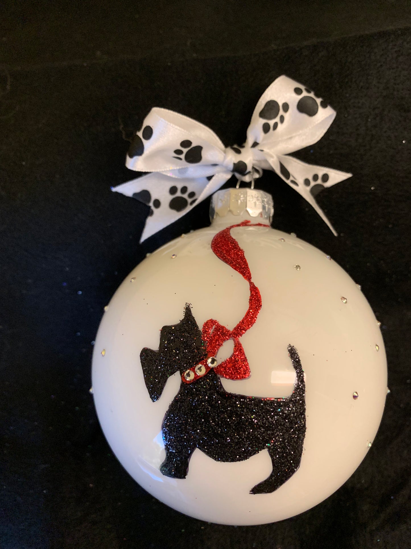 Hand Painted Glass Christmas 3" Balls Scotty Dog