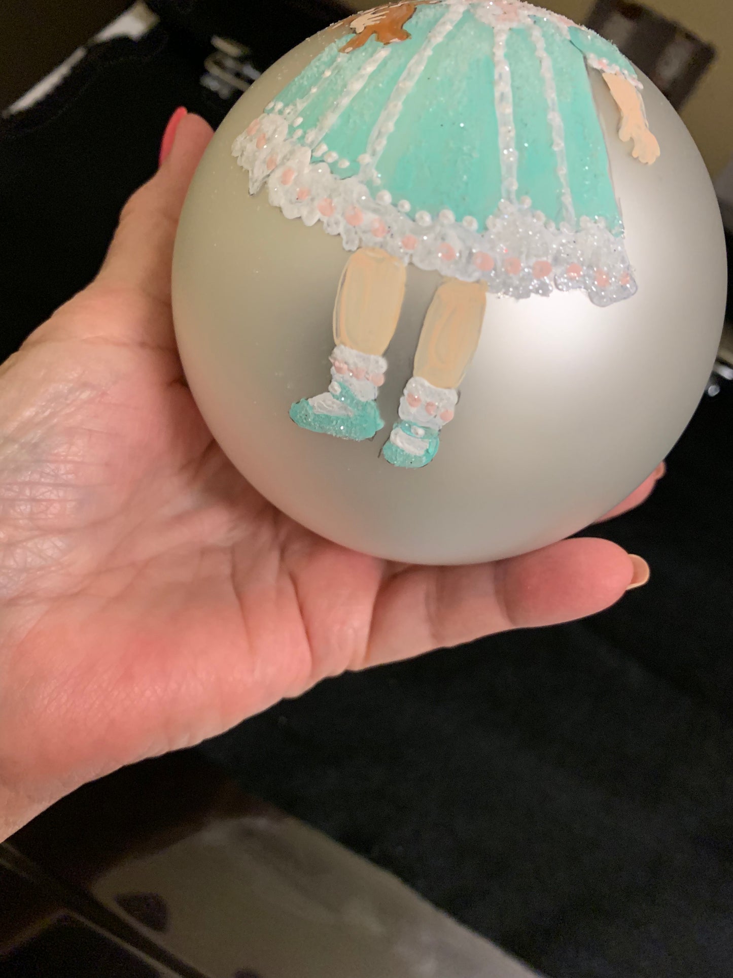 Hand Painted Glass Christmas 3" Balls BABY DOLLS Ball - SOLD