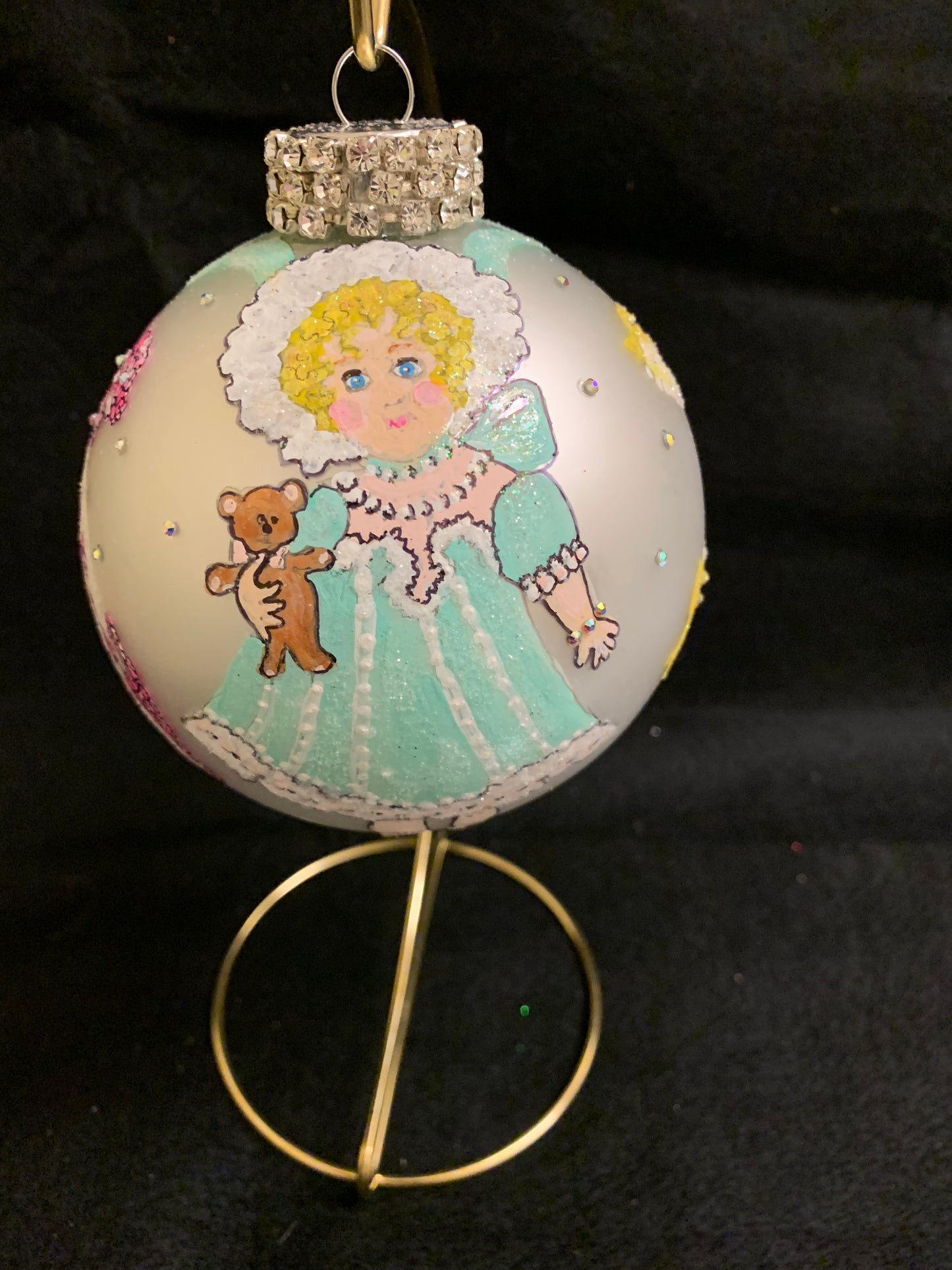 Hand Painted Glass Christmas 3" Balls BABY DOLLS Ball - SOLD